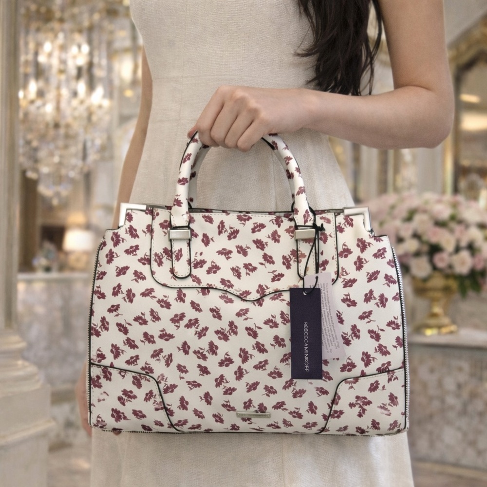 Rebecca Minkoff Large Amorous Satchel Berry Smoothie Nubuck Leather Shoulder Bag